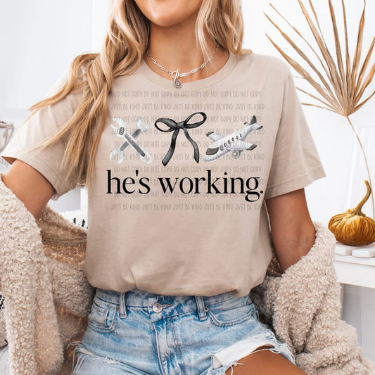 He’s working airplane mechanic DTF Transfer