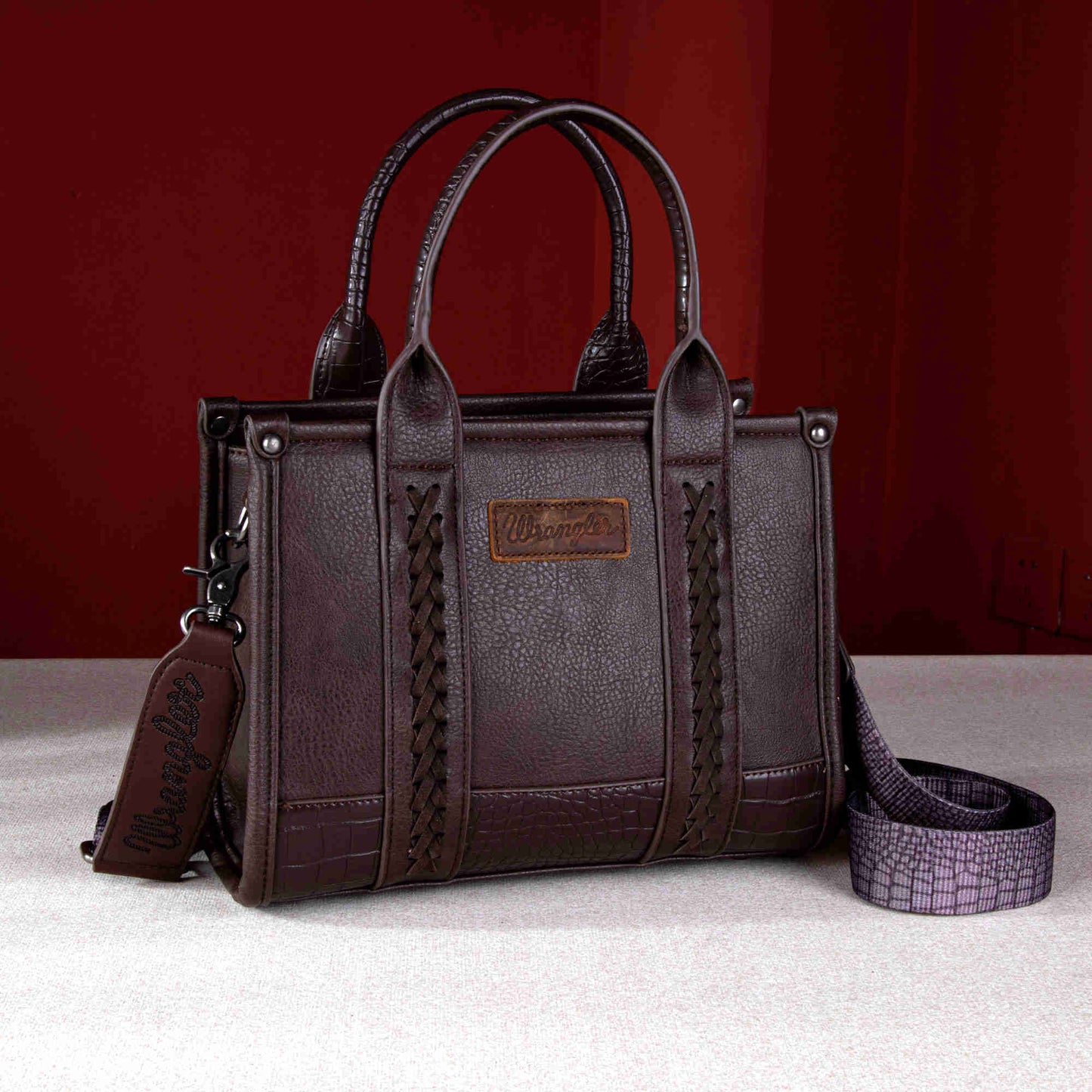 Wrangler Croc Print Concealed Carry Tote/Crossbody - Coffee