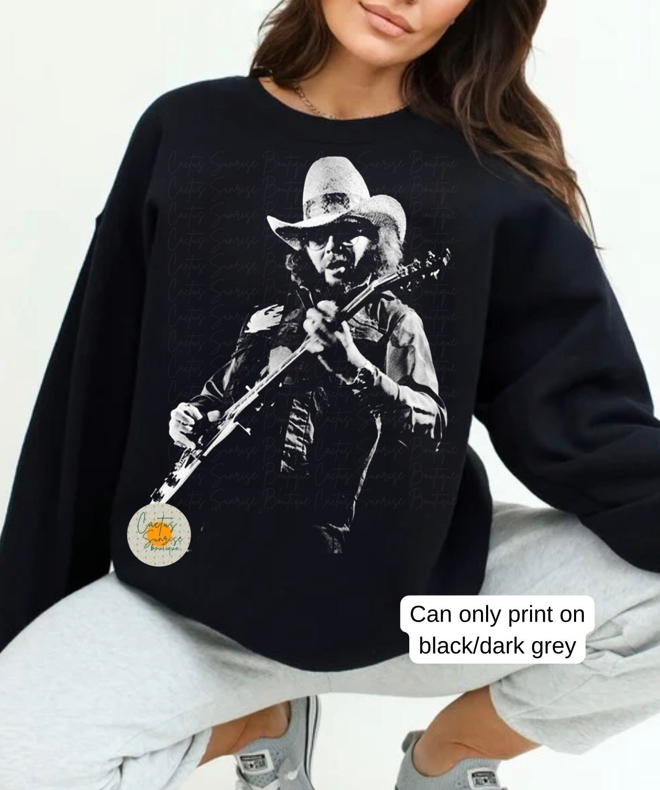 Hank W Jr Half-Tone (only on black/dark grey apparel)