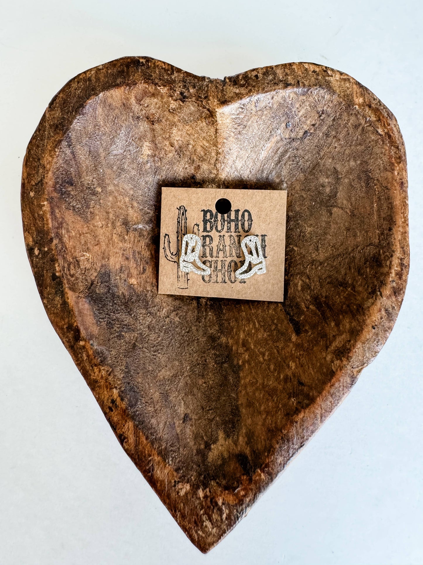 Western cut out paved Stud earrings - cowboy boots hat bow