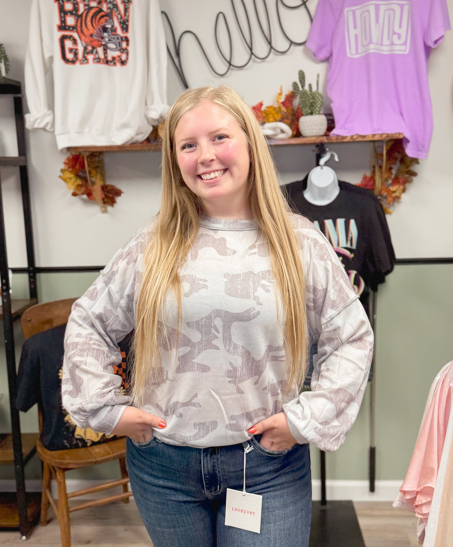 She’s Everything - Camouflage Round Neck Sweatshirt