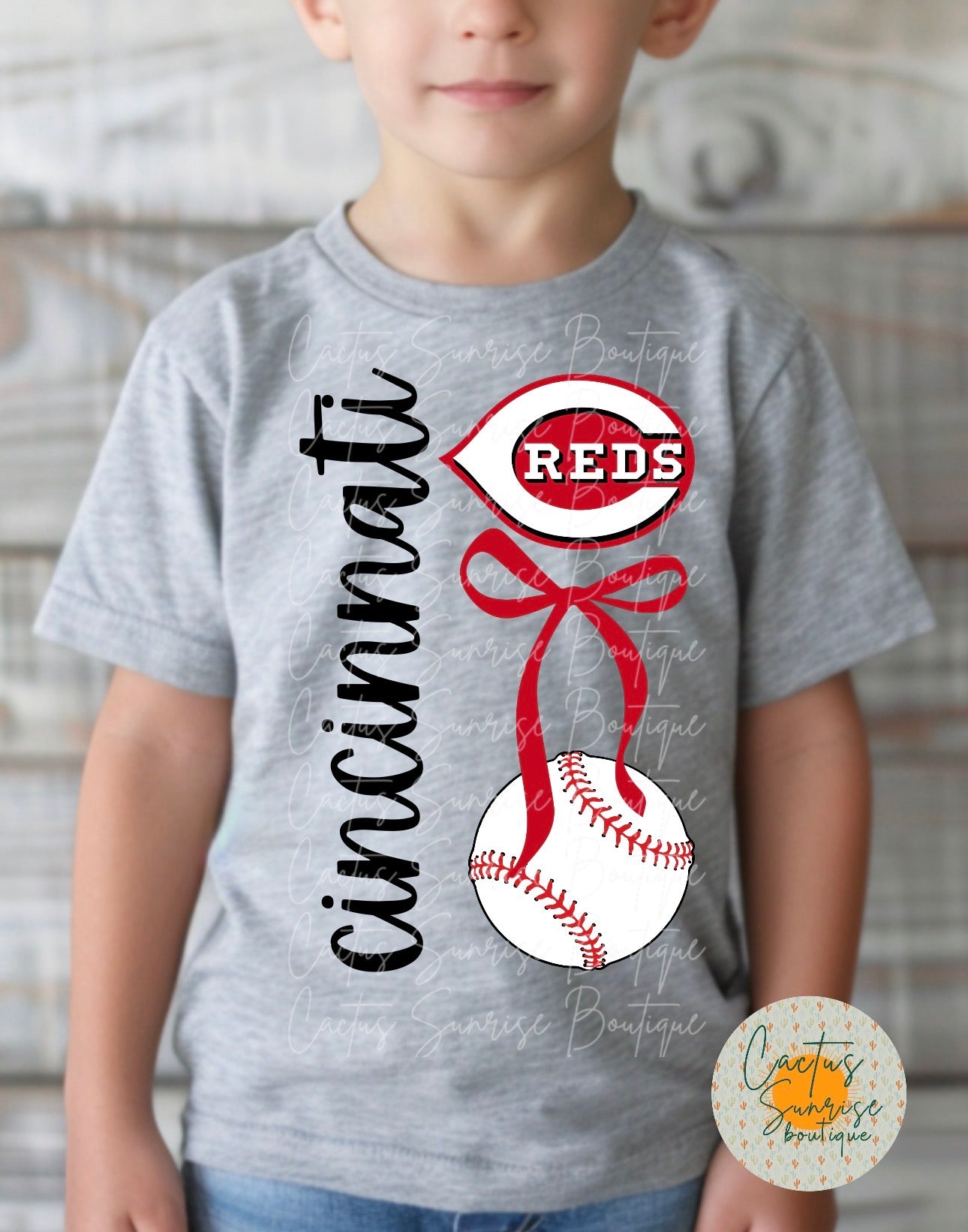Cincinnati Baseball Bow Youth/Toddler/Onesie Tee