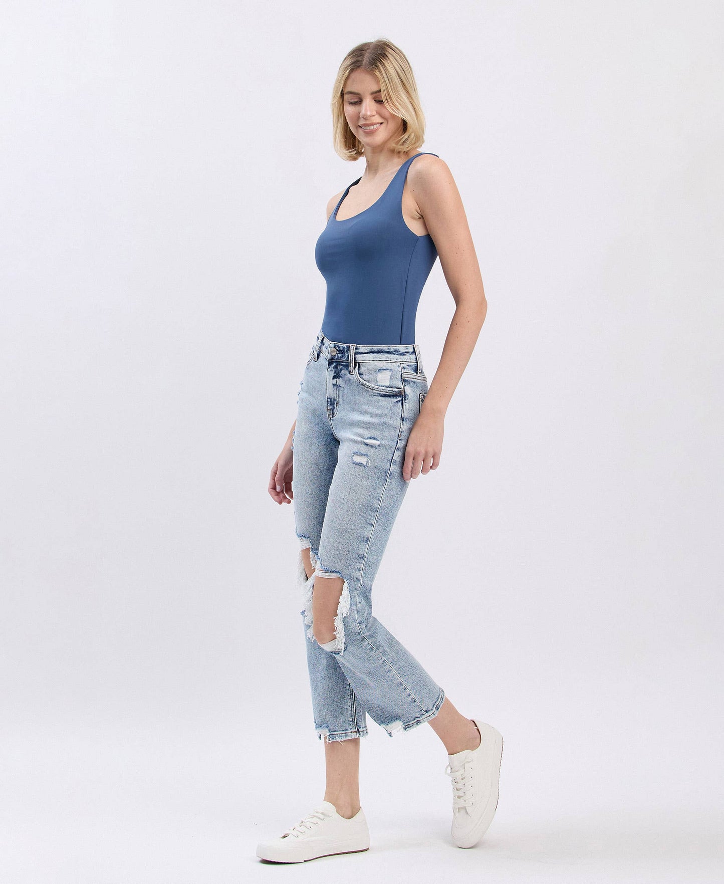 HIGH RISE CROP STRAIGHT JEANS 1068