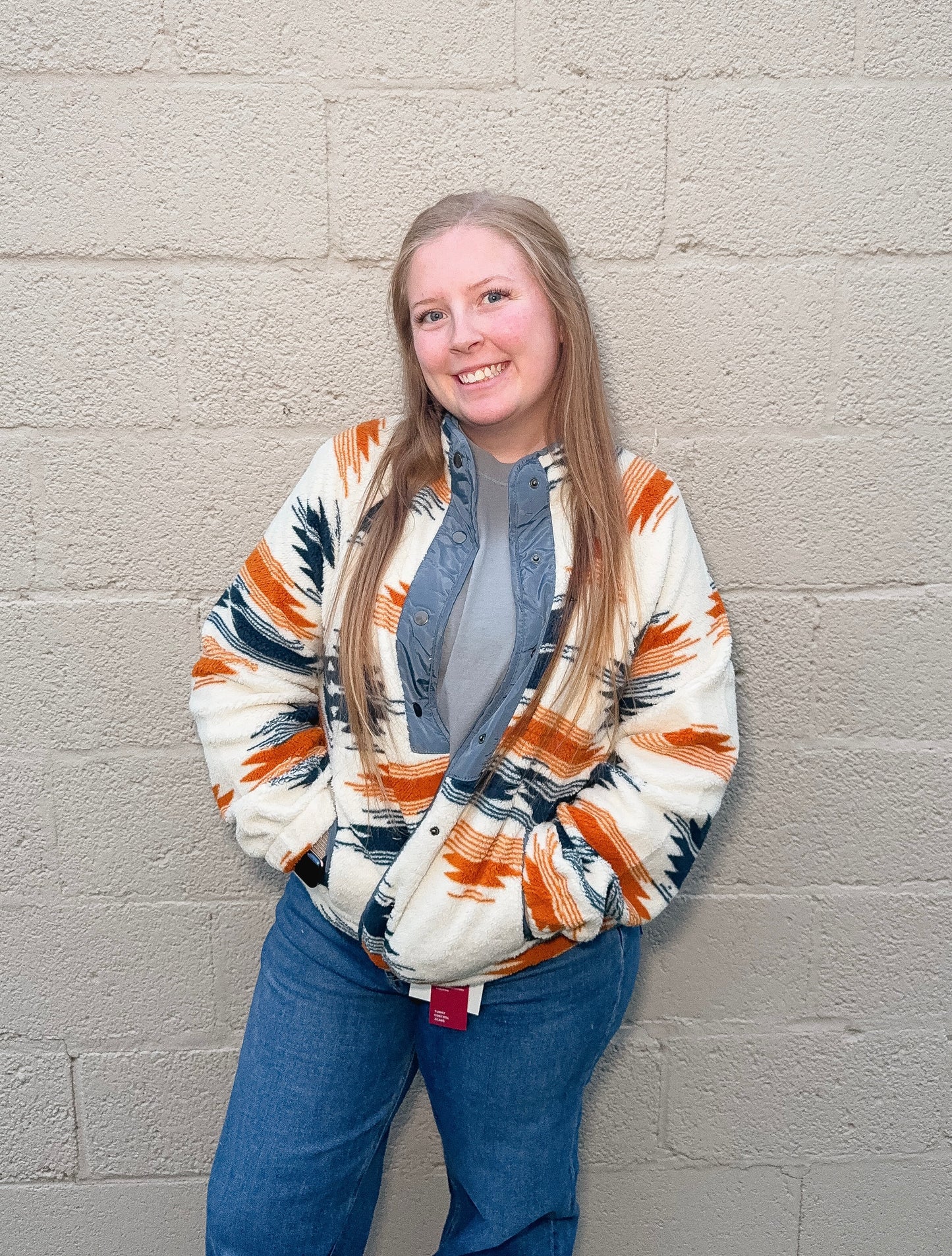 Western Aztec Fleece Buttoned Jacket