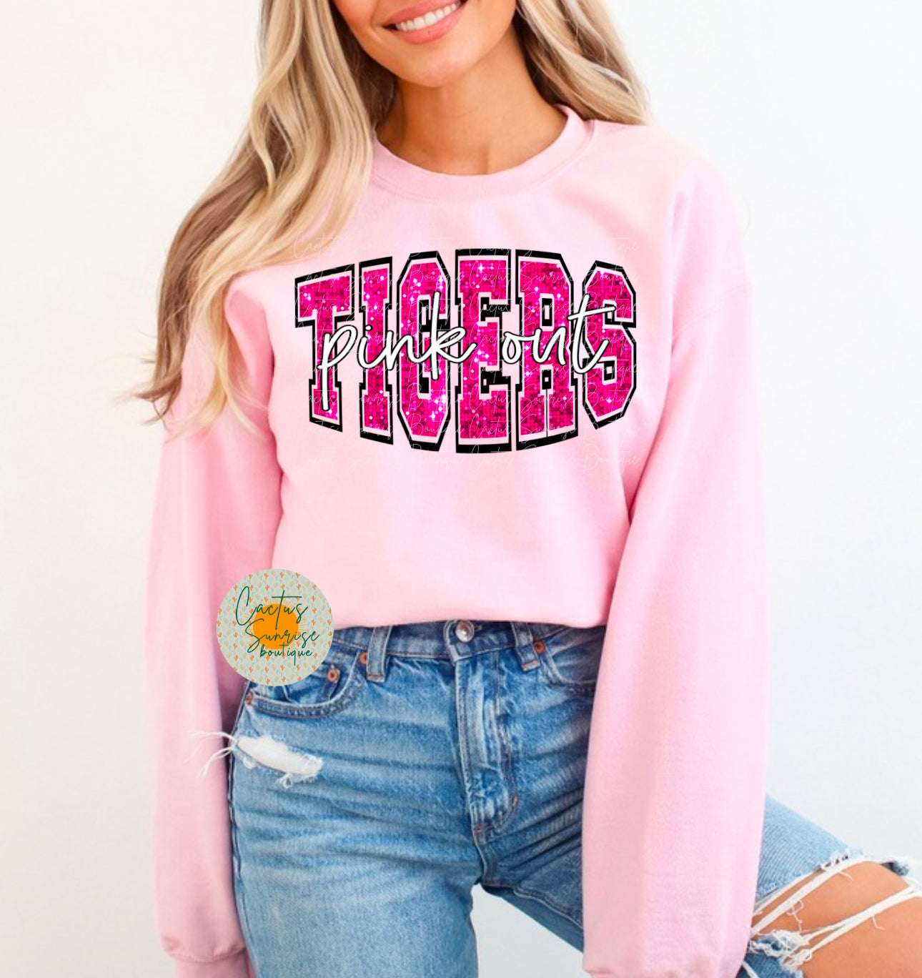 Tigers Pink Out- Black Outline