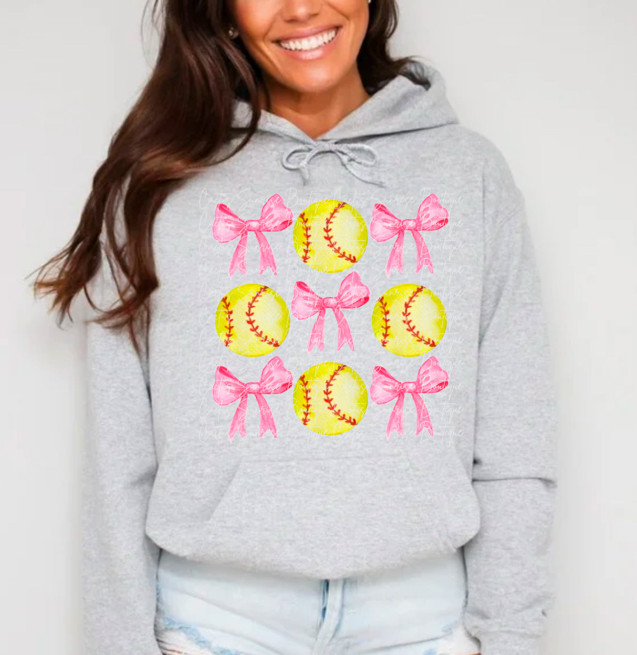 Softball Coquette Bow Pink DTF Transfer
