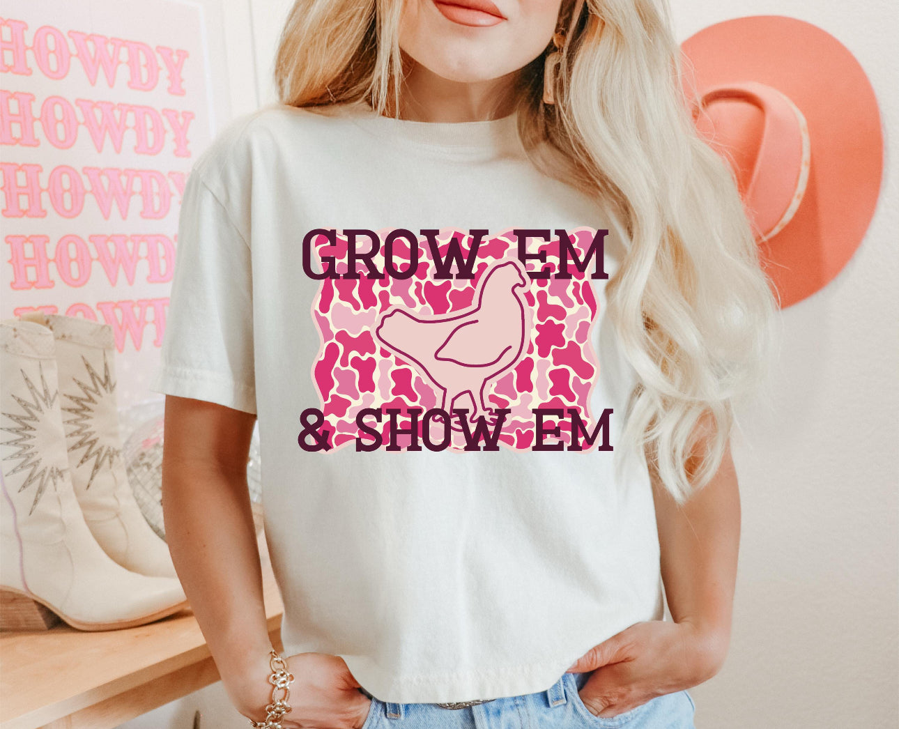 Grow em & show em Pink Camo- Chicken