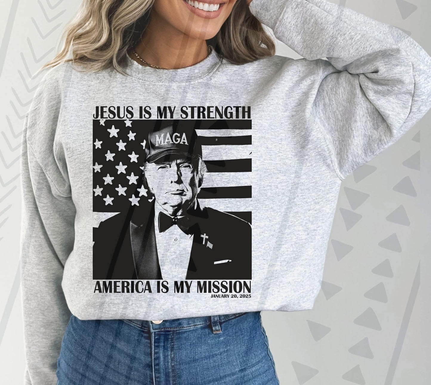 Jesus is my strength America is my mission DTF Transfer