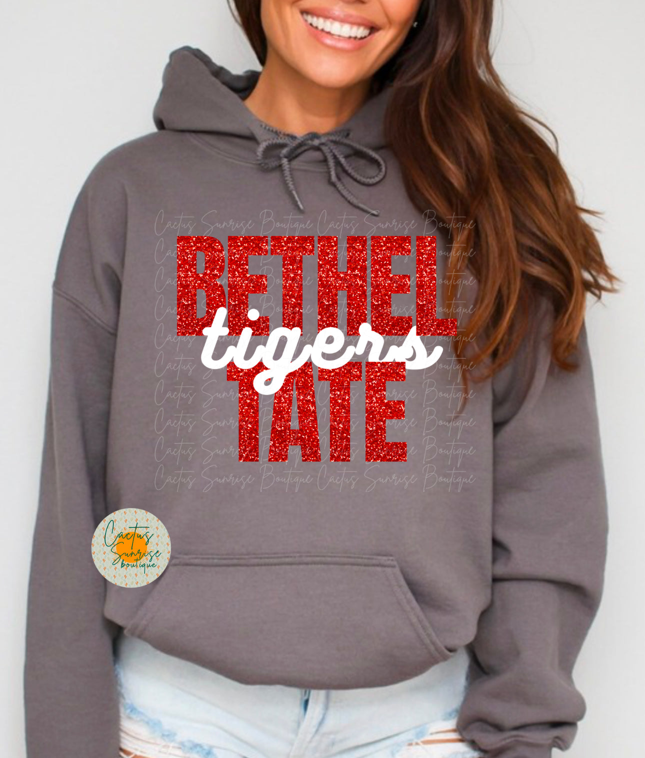Bethel Tate Tigers Faux Glitter Red/White