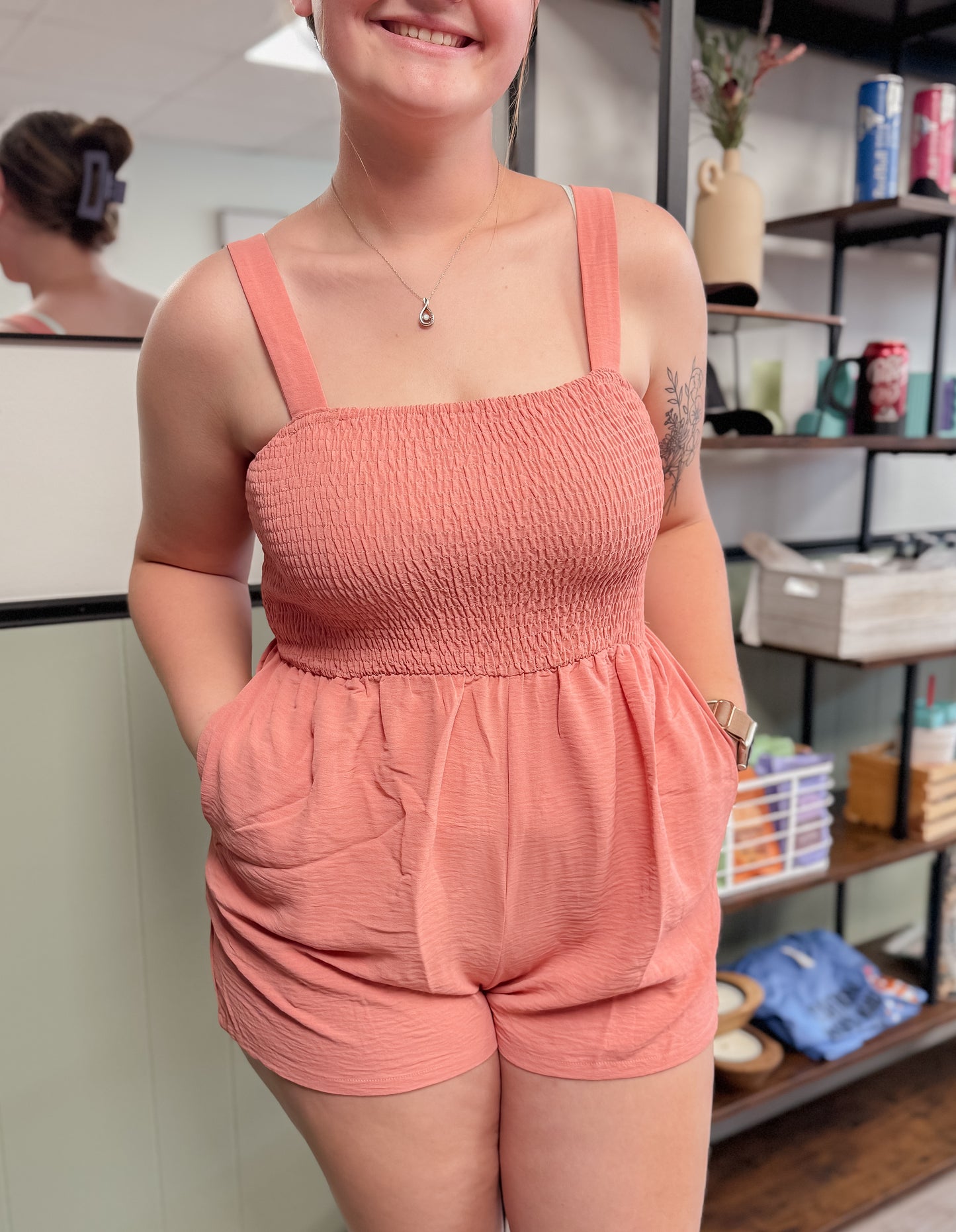 Apricot Smocked Romper