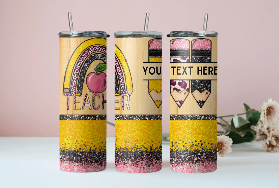 Teacher Rainbow Pencil 20oz Tumbler
