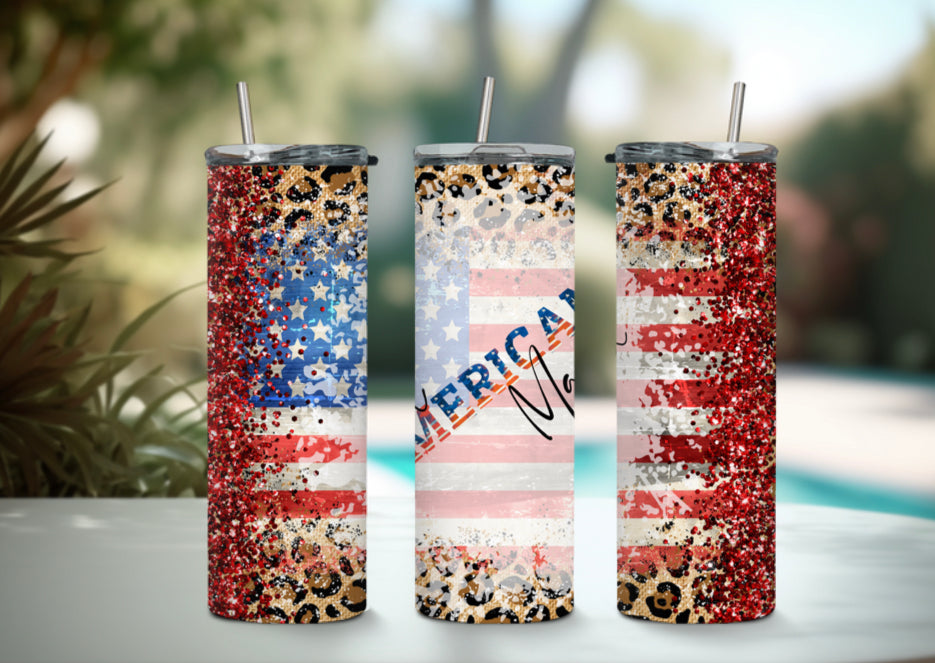 American Mama Flag Cheetah Tumbler