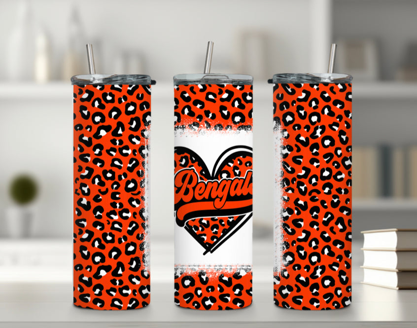 Bengals Heart Cheetah Tumbler