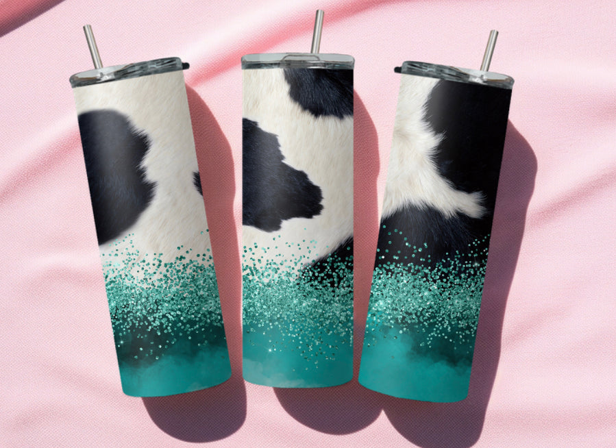 Teal Cowhide Tumbler