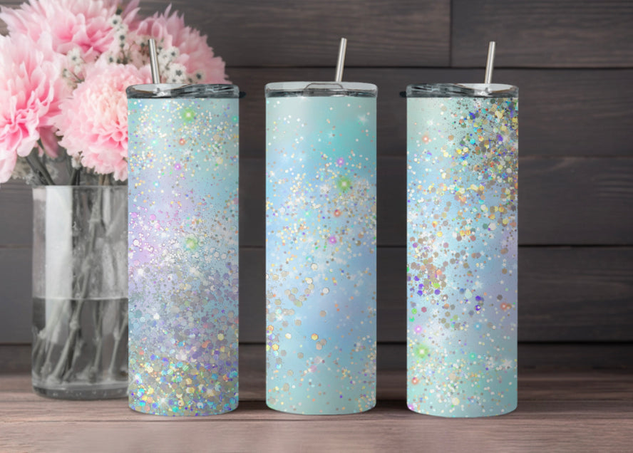 Light Blue/Purple Glitter Tumbler