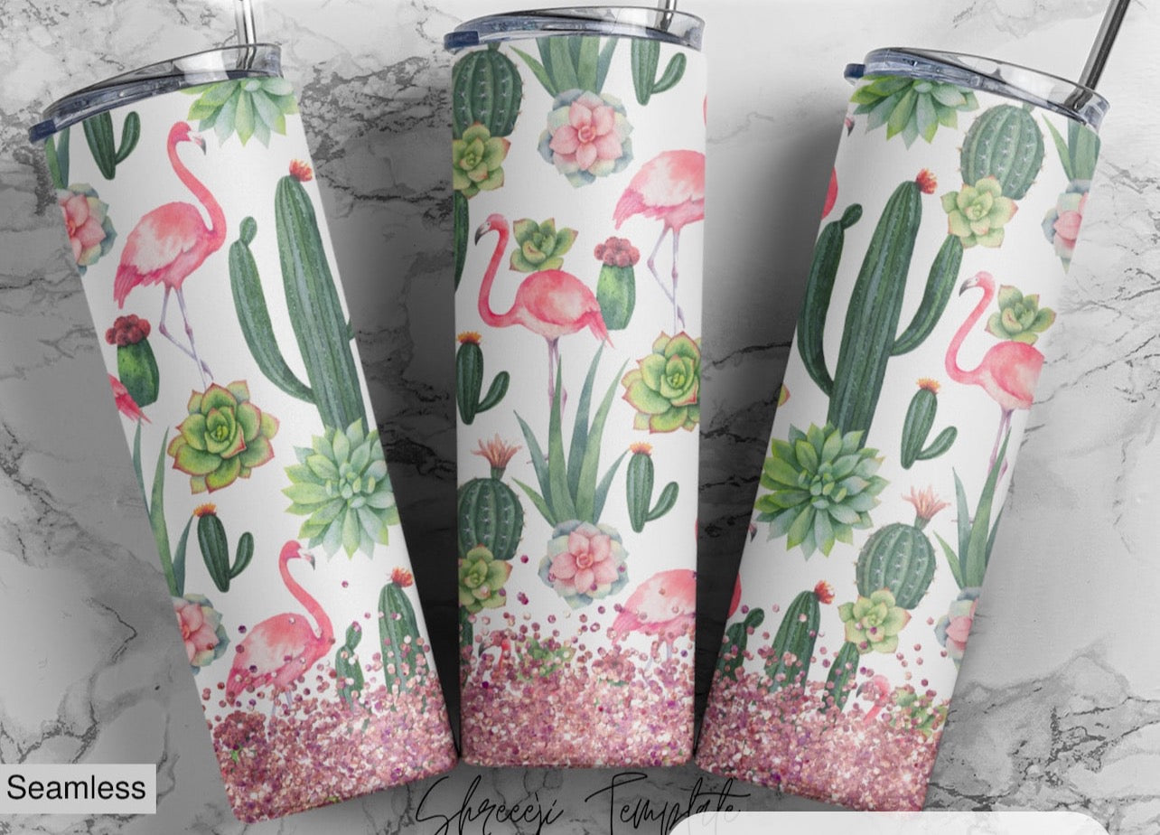 Flamingo Cactus 20oz Tumbler