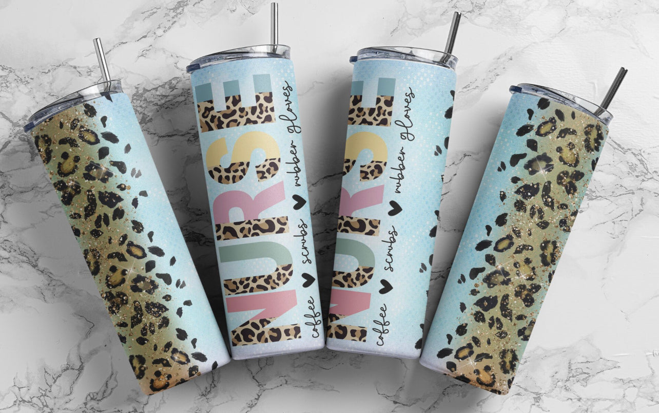 Nurse Blue/Cheetah 20oz Tumbler