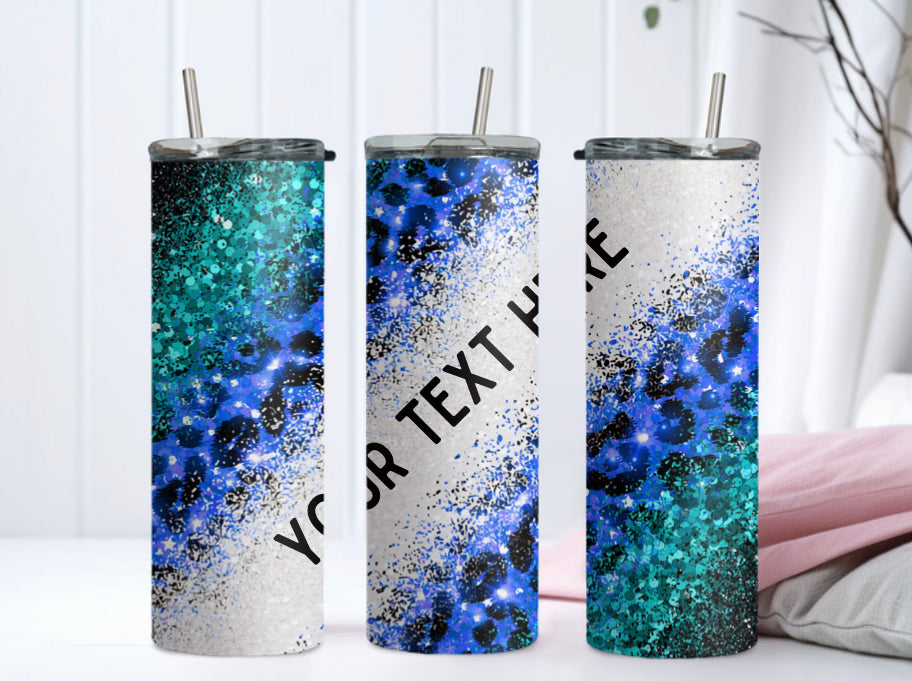 Glitter Blue/Teal Cheetah Tumbler