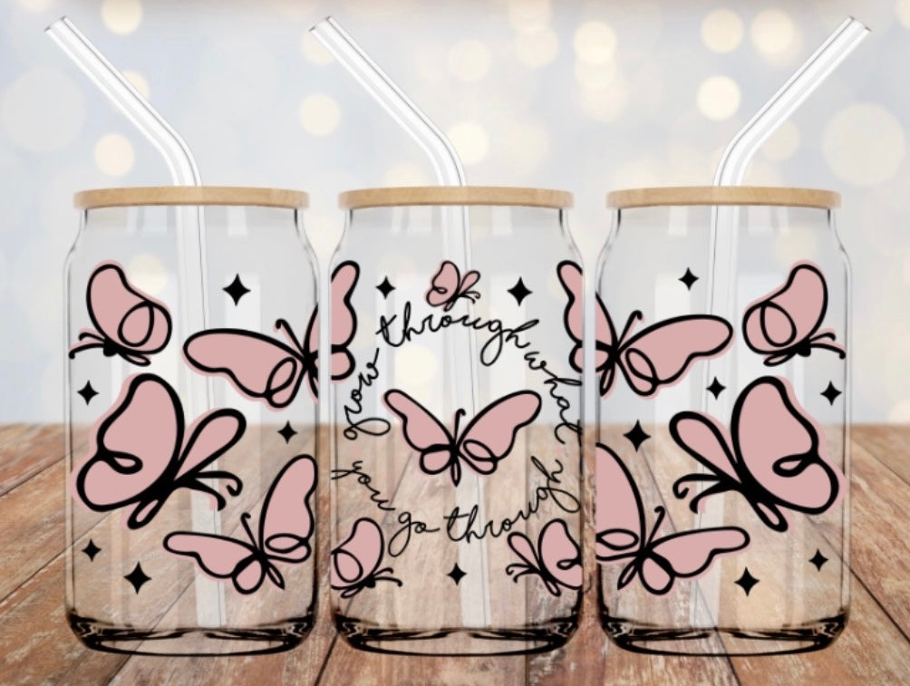 Grow Through what you go through Glass Tumbler 16oz