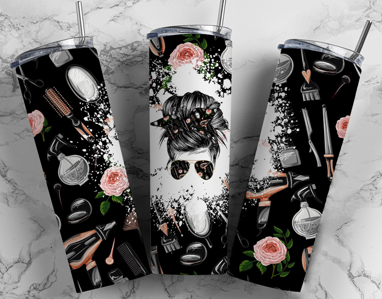 Hair Stylist Messy Bun 20oz Tumbler