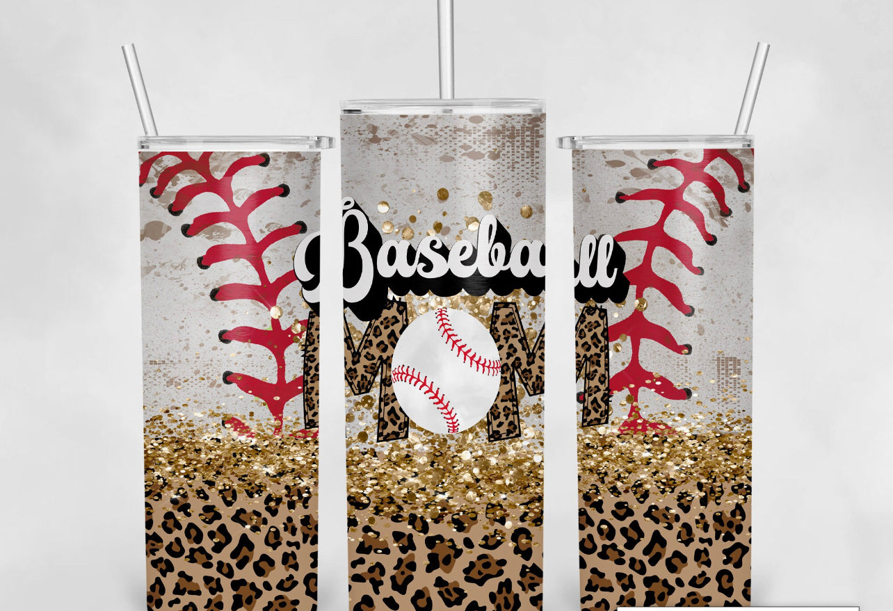 Baseball Mom Glitter/Cheetah 20oz Tumbler