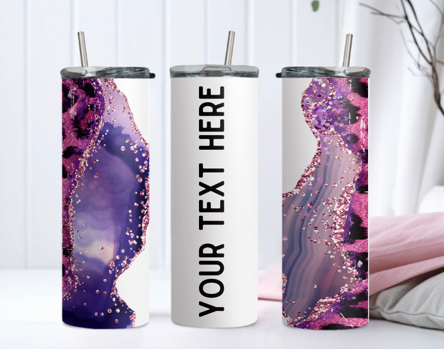 Purple Glitter Cheetah Tumbler