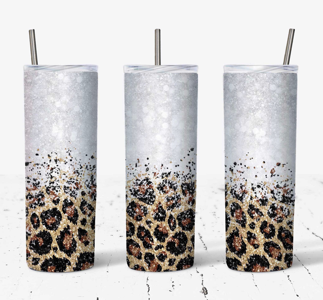 Glitter Cheetah Blank 20oz Tumbler