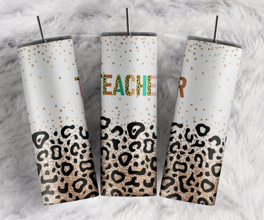 Teacher Cheetah Glitter 20oz Tumbler