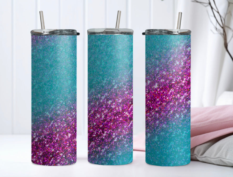 Glitter teal/purple Tumbler