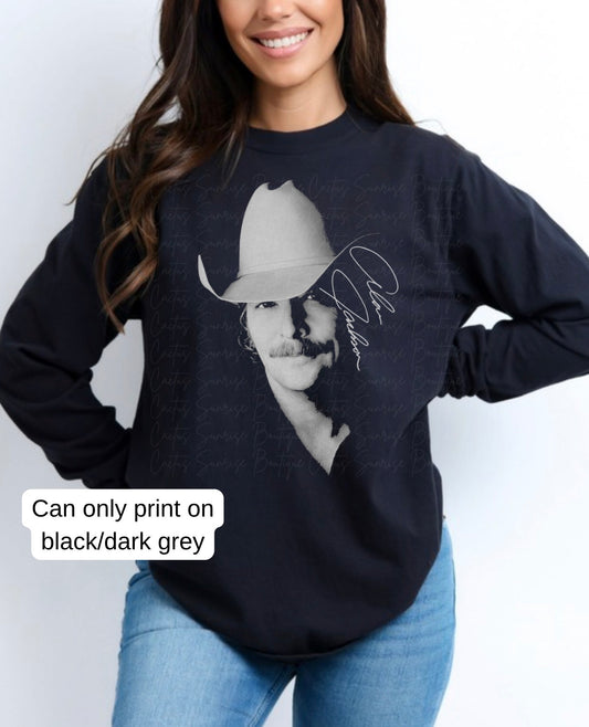 Alan Jackson Half-Tone (only on black/dark grey apparel)