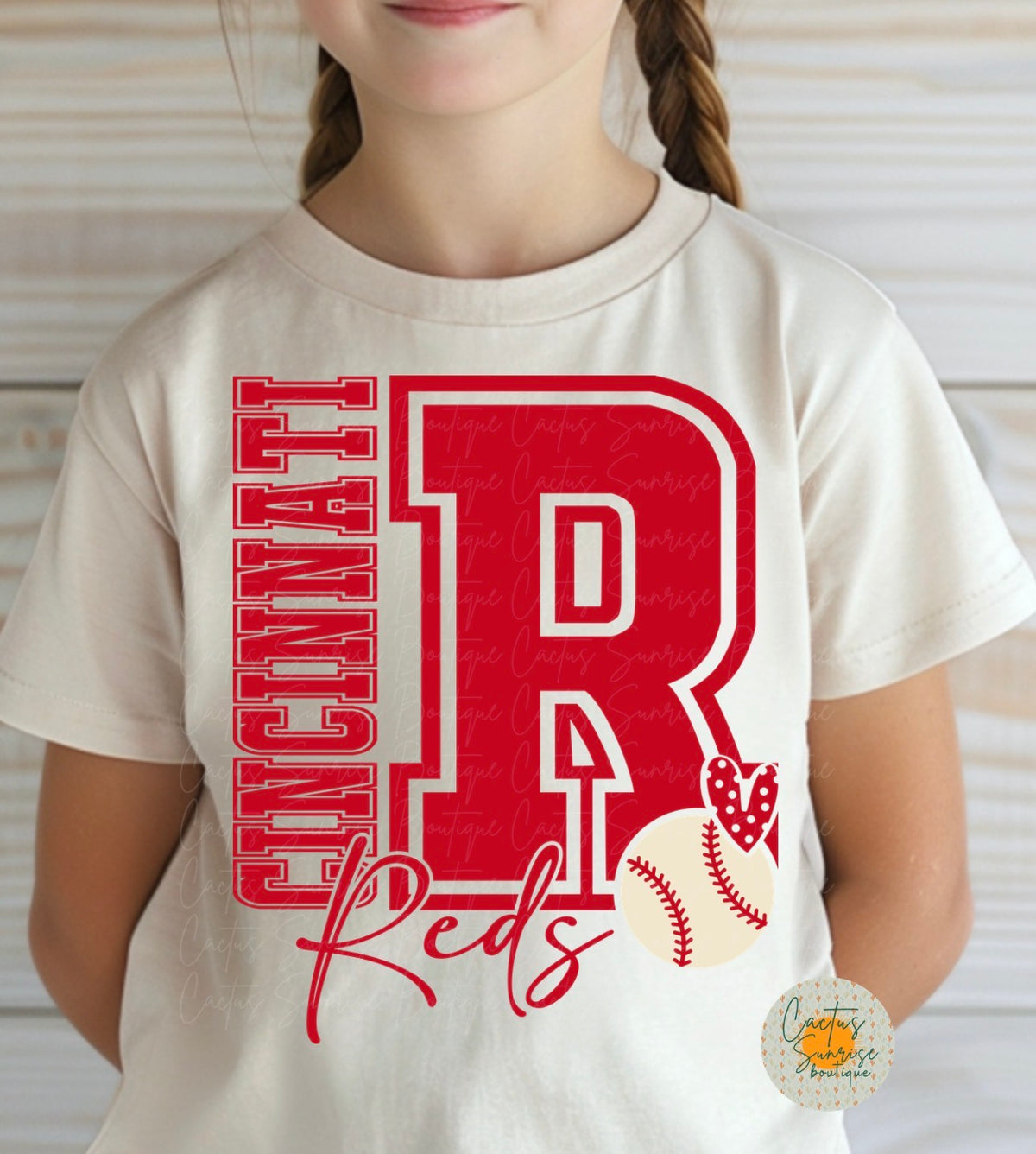 Reds Baseball Heart Youth/Toddler/Onesie Tee