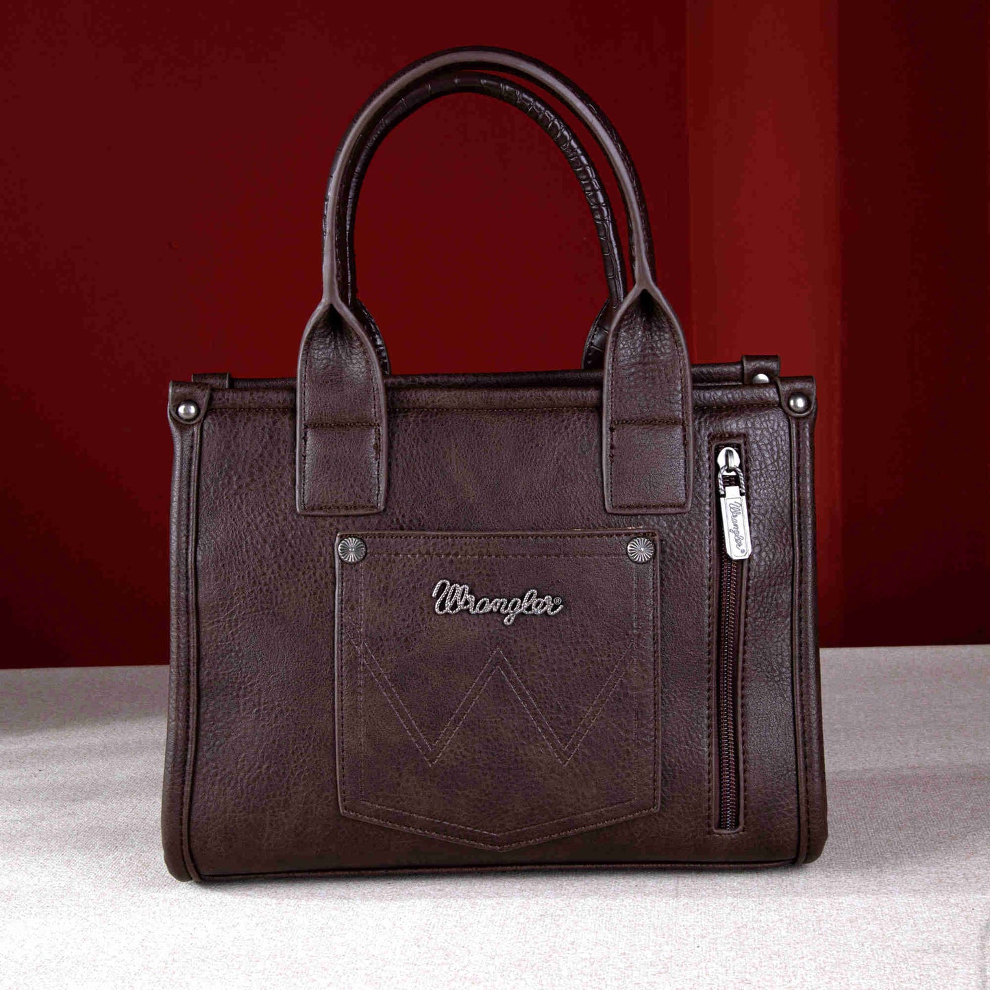 Wrangler Croc Print Concealed Carry Tote/Crossbody - Coffee