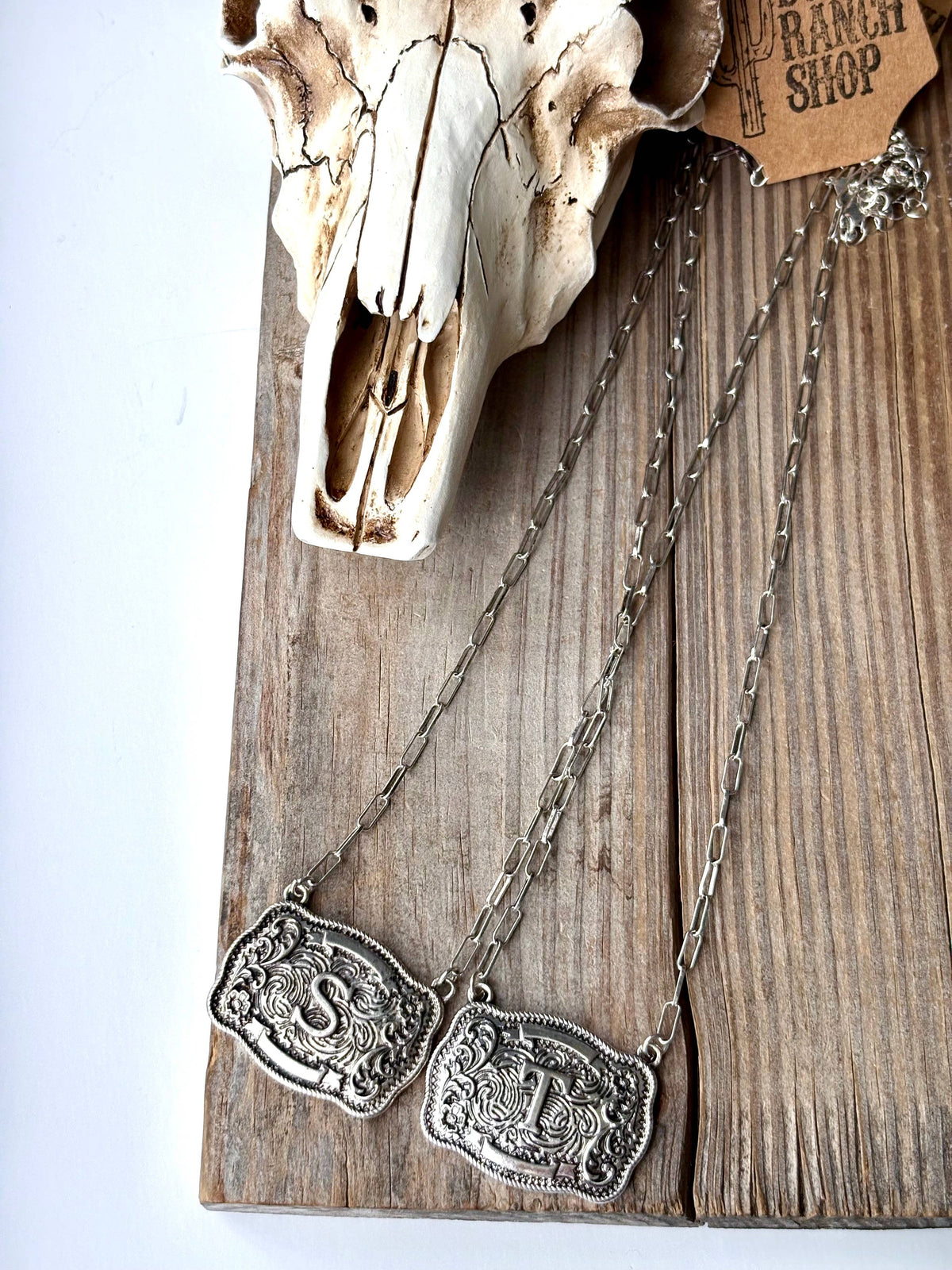 Western Initial Buckle Pendant Necklace