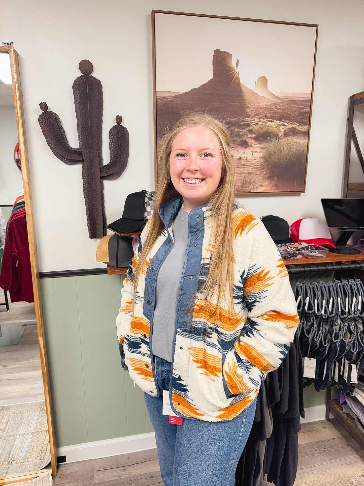 Western Aztec Fleece Buttoned Jacket