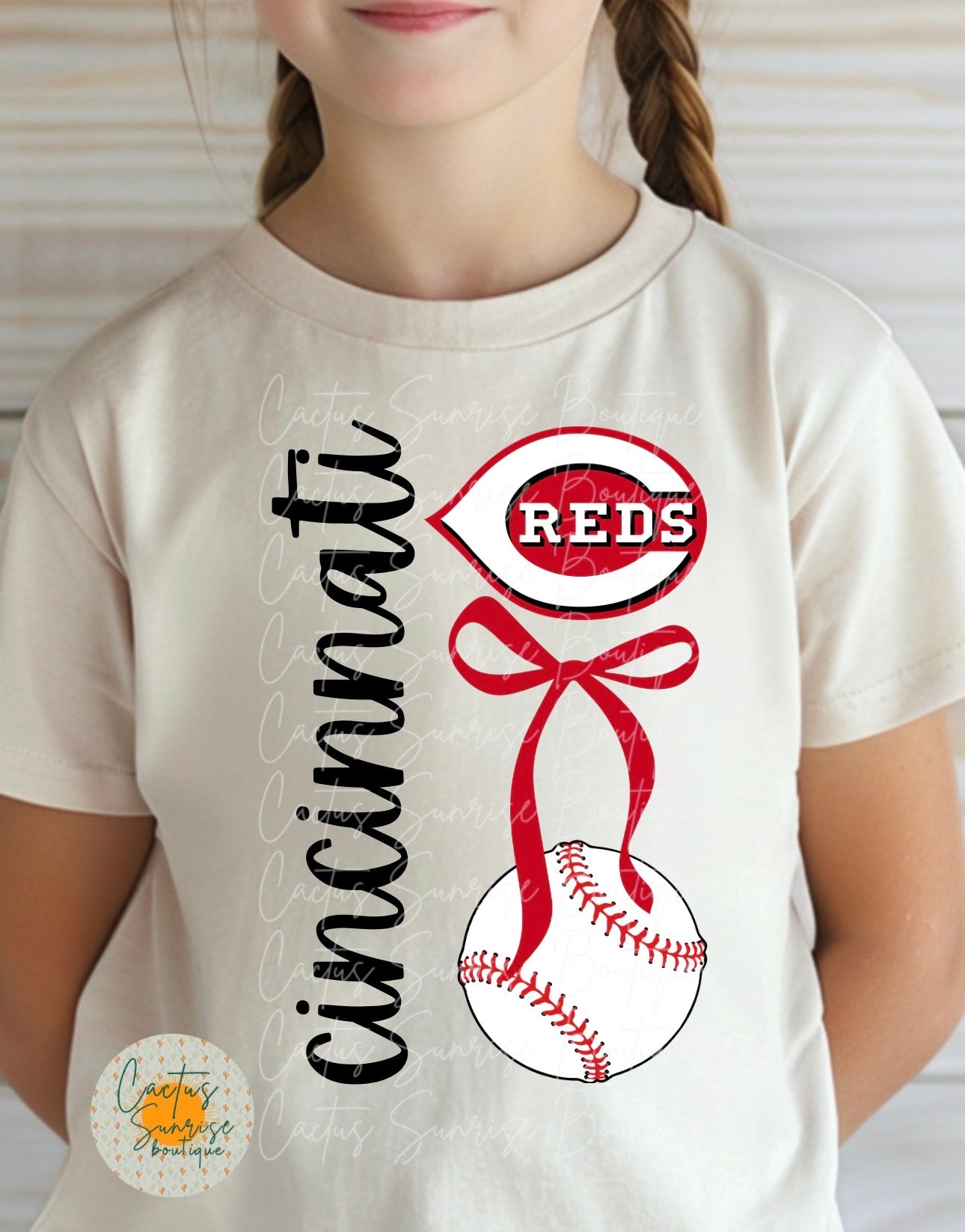 Cincinnati Baseball Bow Youth/Toddler/Onesie Tee
