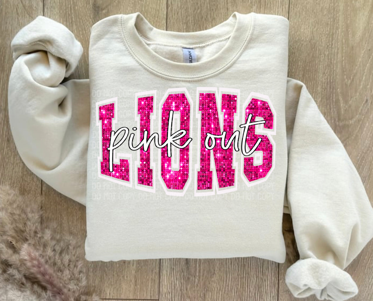 Lions Pink Out (White Outline)