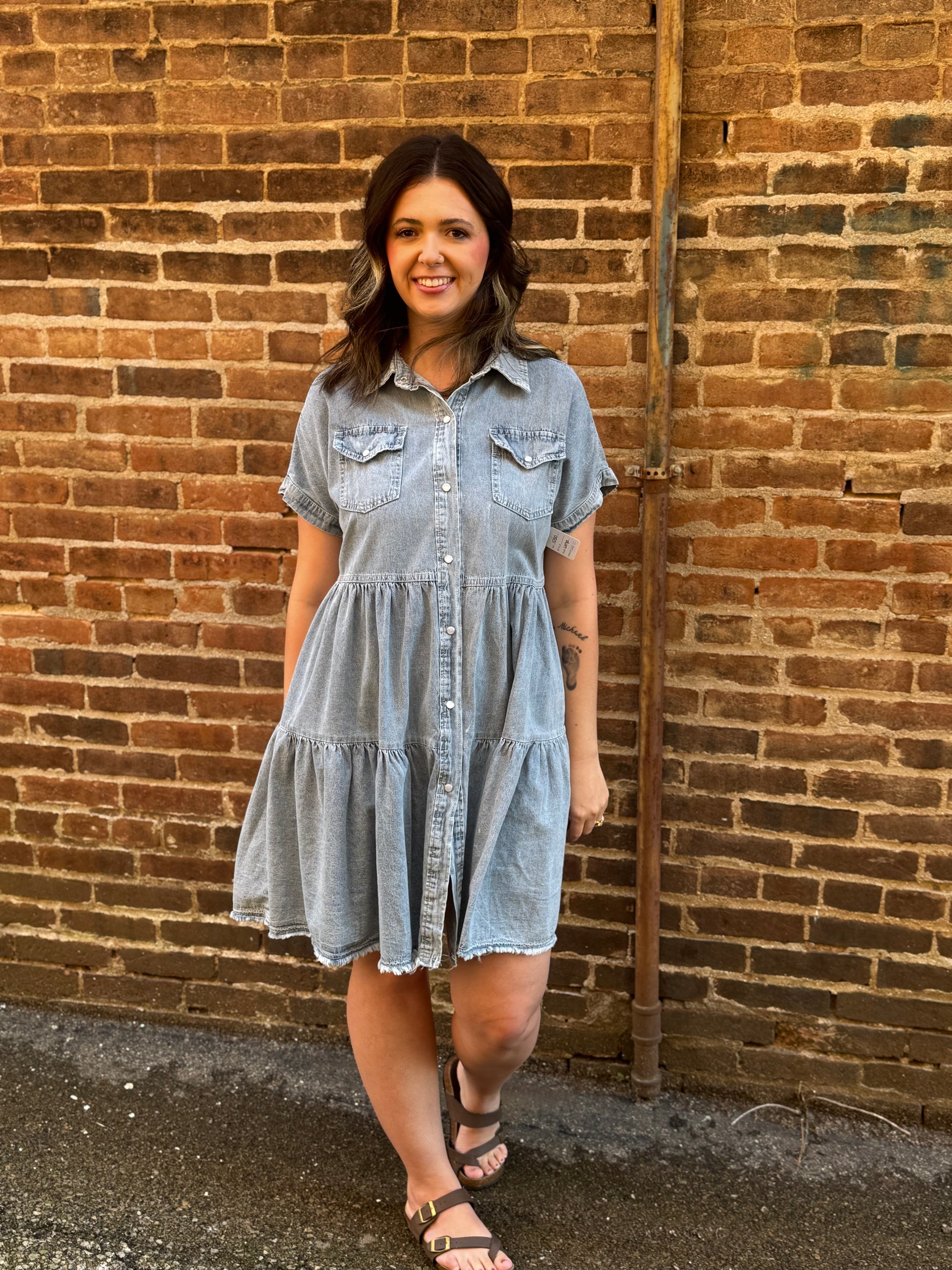 Sweet Magnolia Snap Denim Dress