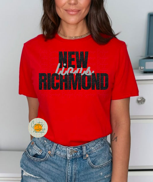 New Richmond Lions Black Faux Glitter