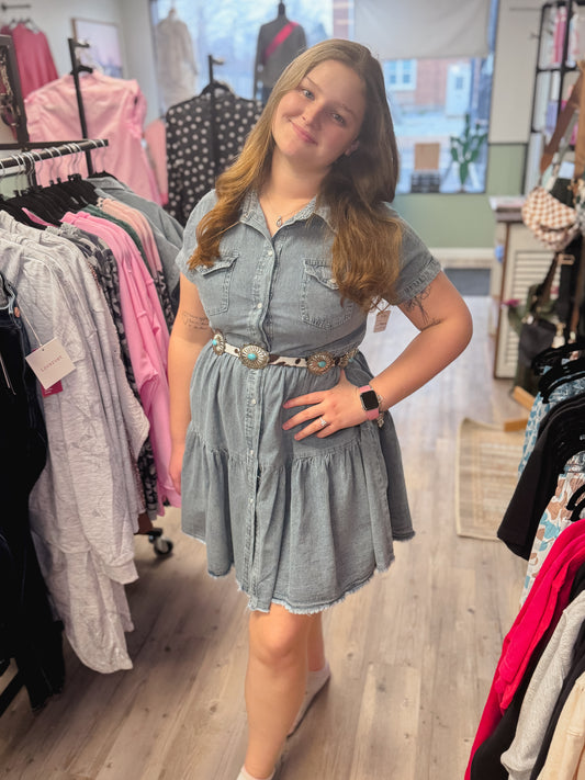 Sweet Magnolia Snap Denim Dress