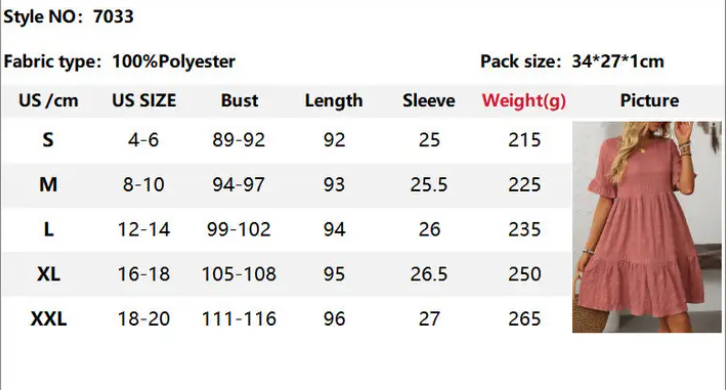 Women Ruffle Sleeve A Line Tiered Flowy Casual Trendy Mini Dress