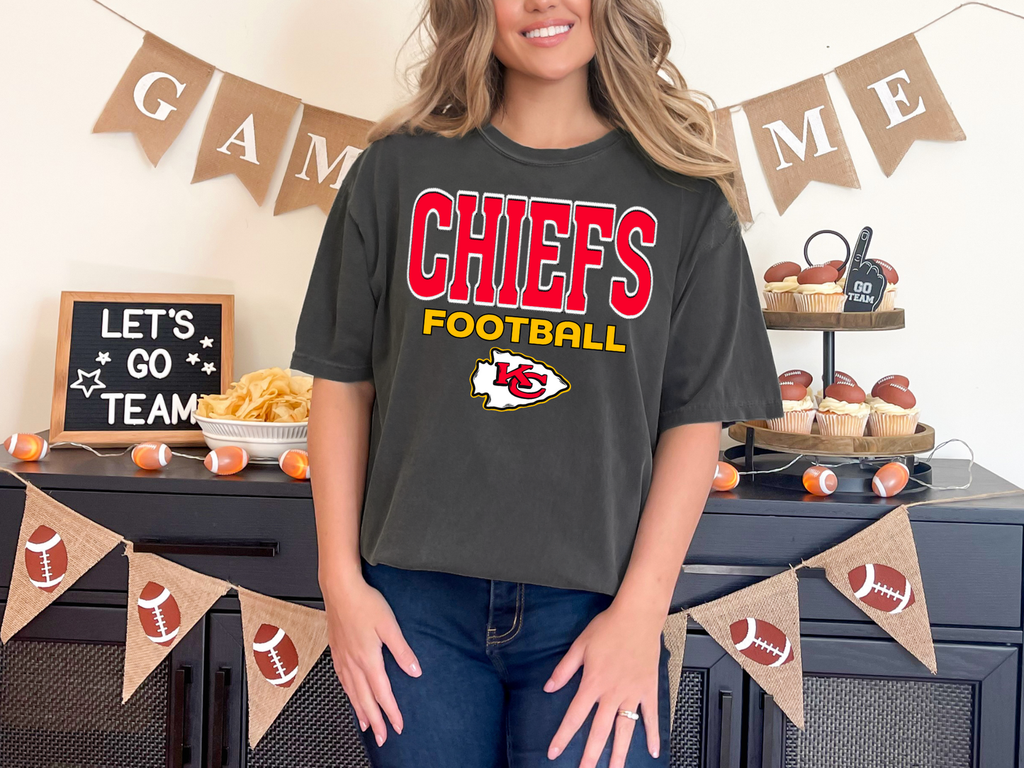 Chiefs Football Faux Embroidery