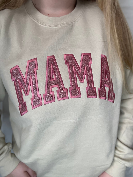 Mama Glitter Embroidery Crewneck