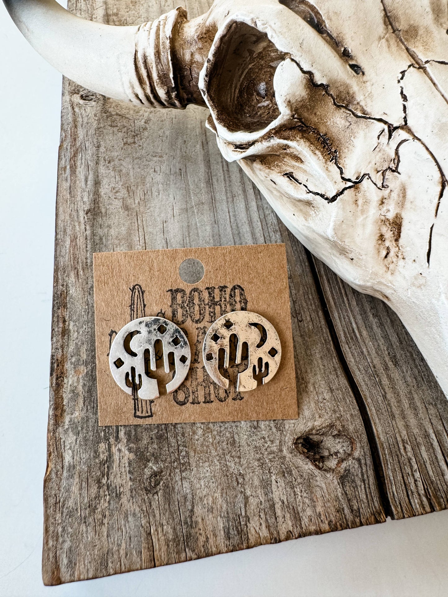 Desert Sky Western Stud Earrings - Moon Cactus