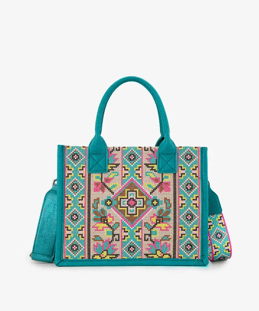 Montana West Pattern Embroidered Canvas Tote Bag- Concealed Carry