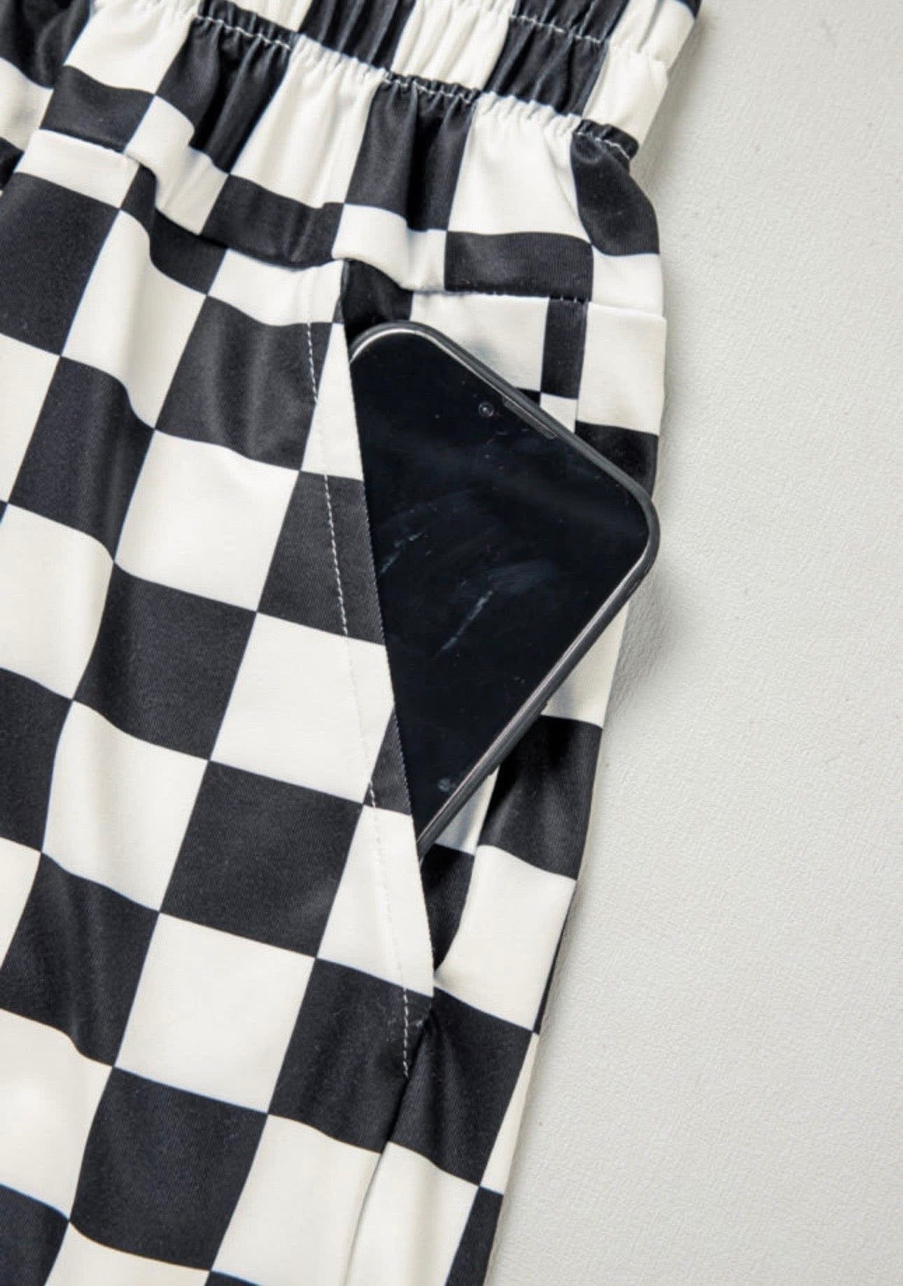 Checkered Shorts with Pockets