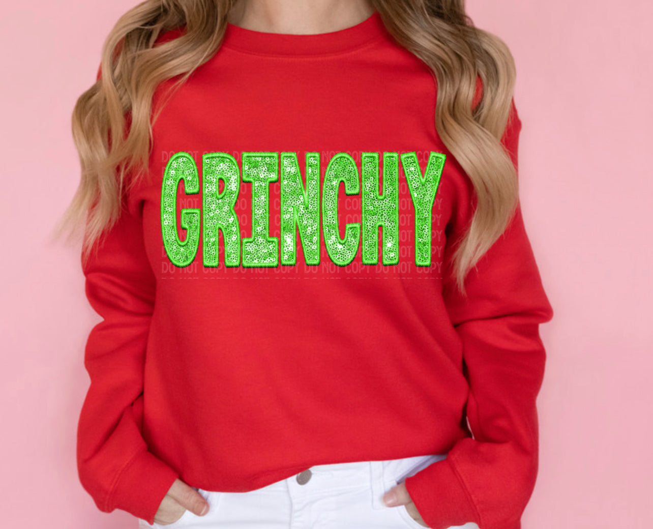 Grinchy Faux Sequin & Faux Embroidery