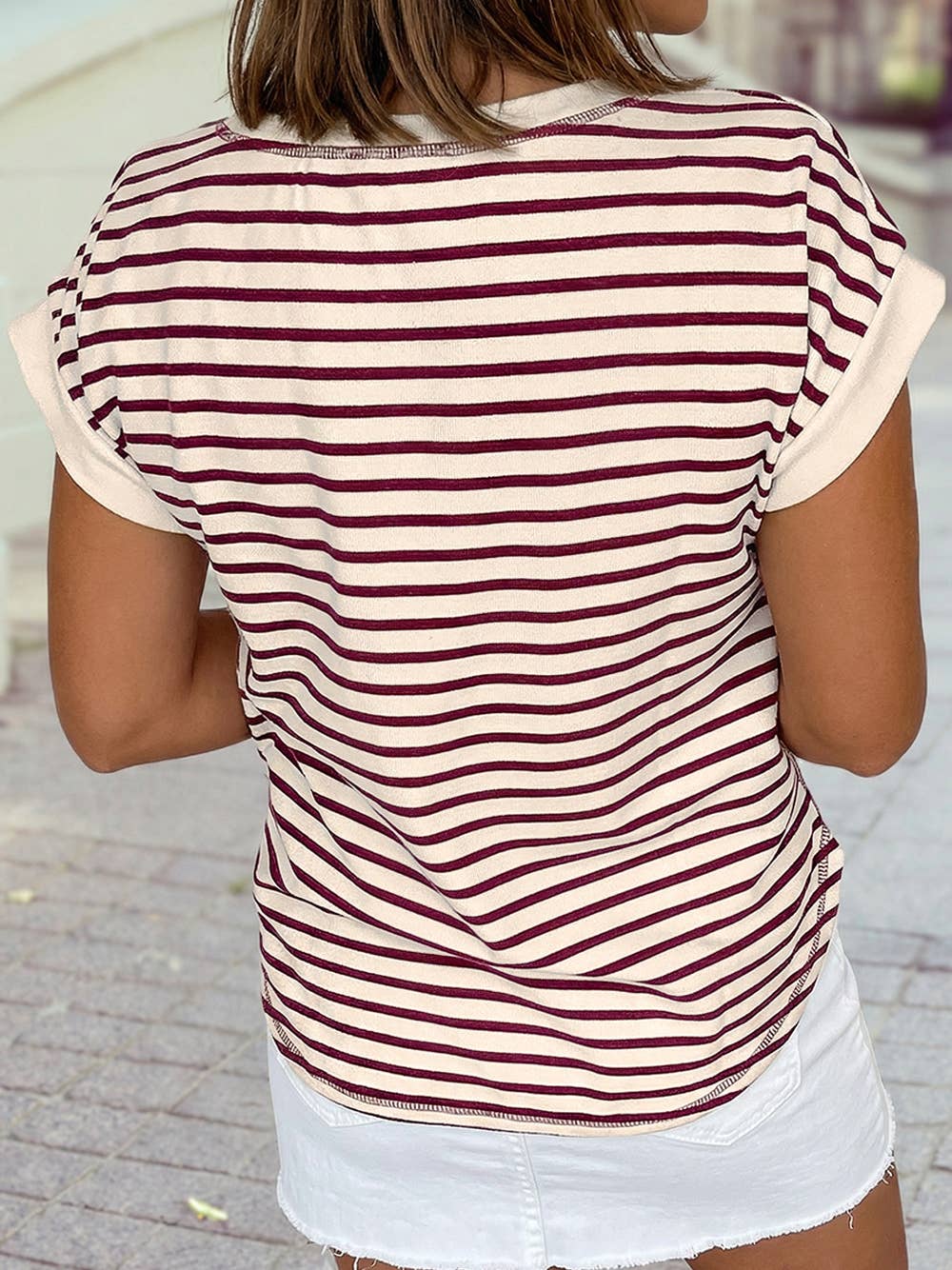 Half Buttons Round Neck T Shirt