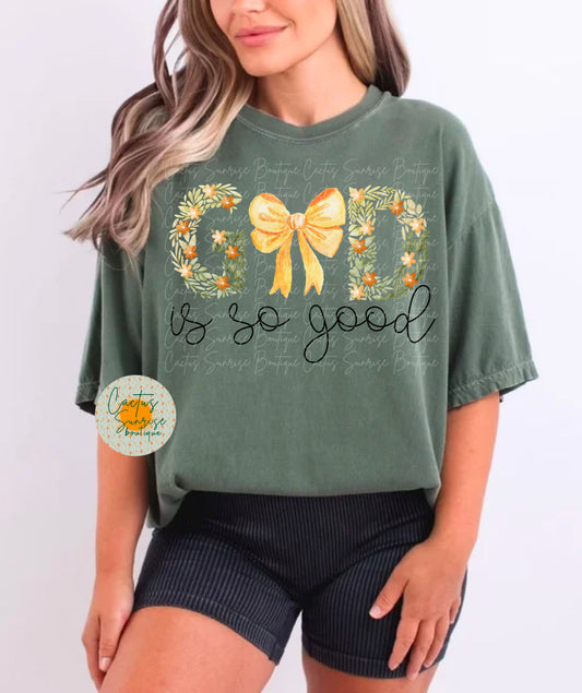 God is so good- yellow bow