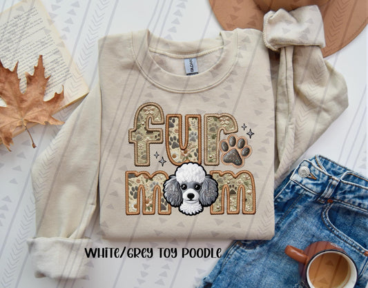 Fur Mom- White/Grey Toy Poddle