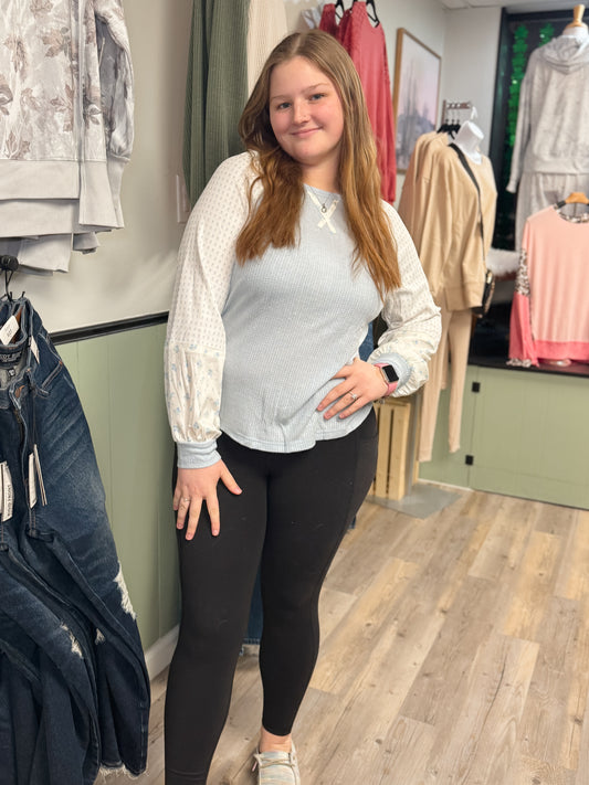 Texture Knit Floral Patchwork Long Sleeve Top | S-XL